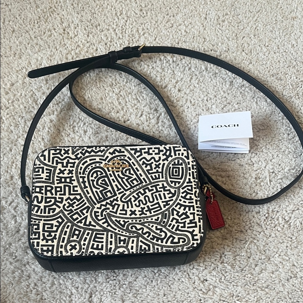 Coach X Disney Black and White Graphic Small Crossbody with Red Tag